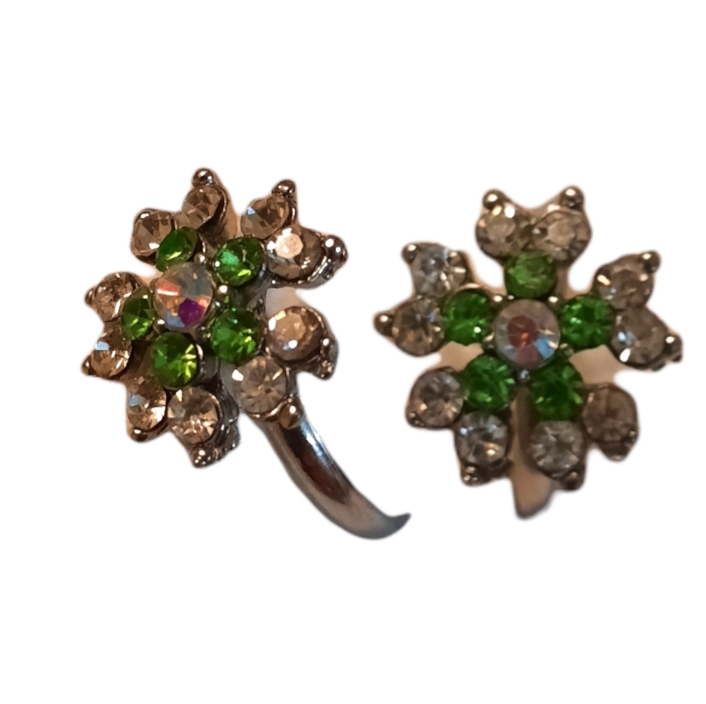 Green white silver  woman ring adjustable